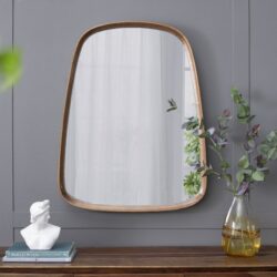 Irrgeular Mirror With Wood Frame, Wall Mirror For Living Room Bathroom Entryway - Brown