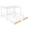 Full Over Twin & Twin Bunk Bed, Triple Bunk Bed With Drawers And Guardrails - White - Image 3