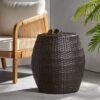 Outdoor Wicker Patio Side Table - Brown Multi - Image 2