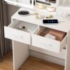 Space Saving Makeup Vanity Desk With Mirror & Adjustable Led Lights, Built-In Power Outlet, Hidden Storage, Includes Stool & Shelf - White - Image 9