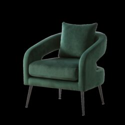 Open Back Accent Chair, Round Sofa Leisure Lounge - Green
