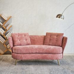 Polyester Fiber Loveseat Sofa Chair Upholstered Couch With Golden Metal Legs Club 2 Seat Sofa For Living Reading Room Bedroom Apartment Small Space Dorm - Pink