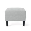 Classic Ottoman With Cushioned Top And Birch Wood Legs - Gray - Image 6