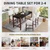 5 Piece Counter Height Dining Set, Faux Marble Bar Table With 4 Upholstered Chairs, Mid Century Style For Kitchen - Black / Beige - Image 14