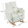 Accent Rocking Chair With Pillow, Spacious & Comfortable Seating For Living Room Or Bedroom - Cream White - Image 3