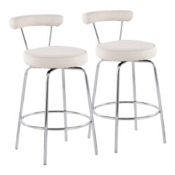 Rhonda - Contemporary Counter Stool (Set of 2) - Chrome / Cream