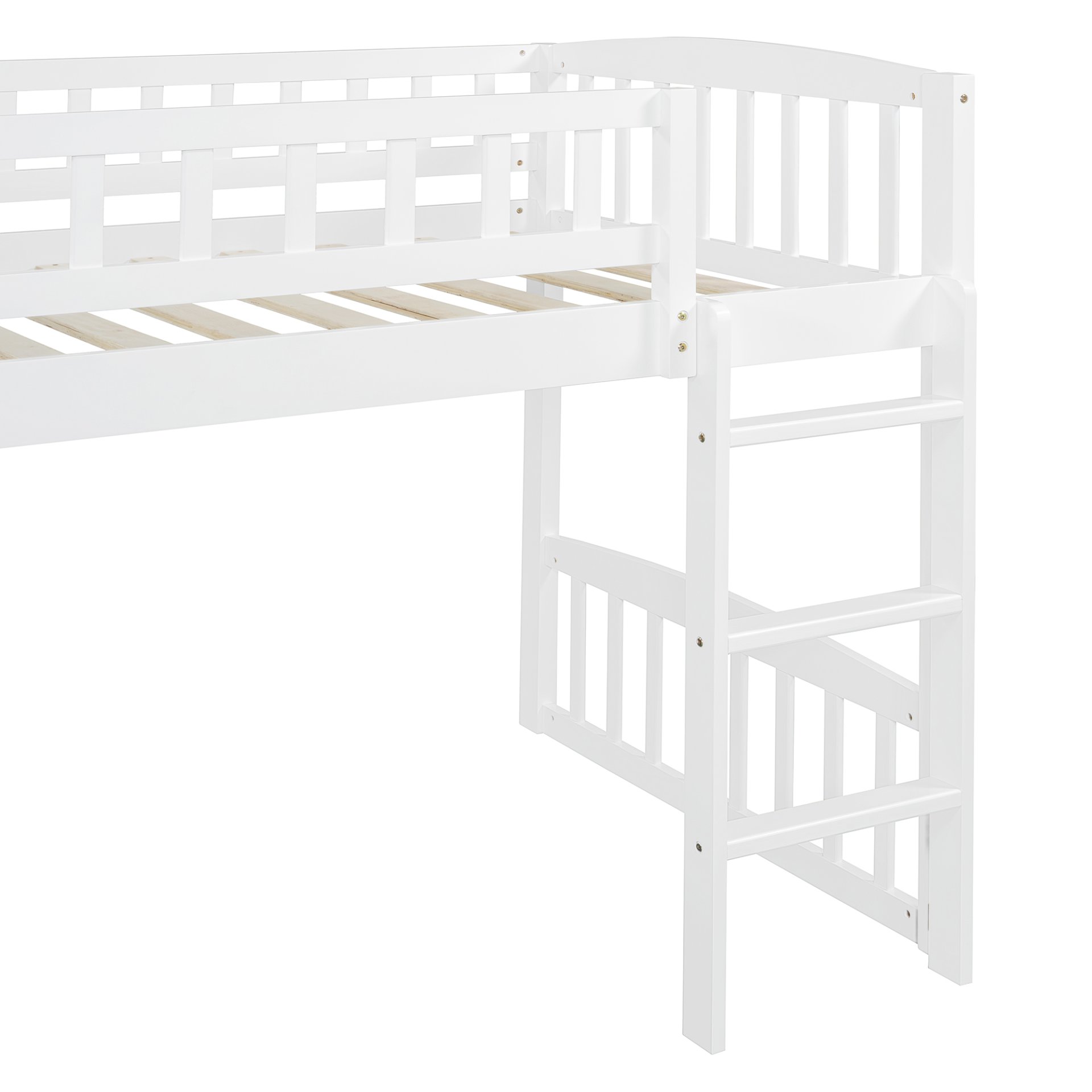 Twin Size Loft Bed With Slide And Ladder - White - Image 10