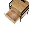 Rattan End Table With Power Outlet & USB Ports, Modern Nightstand With Drawer And Metal Legs, Side Table For Living Room, Bedroom - Natural - Image 11