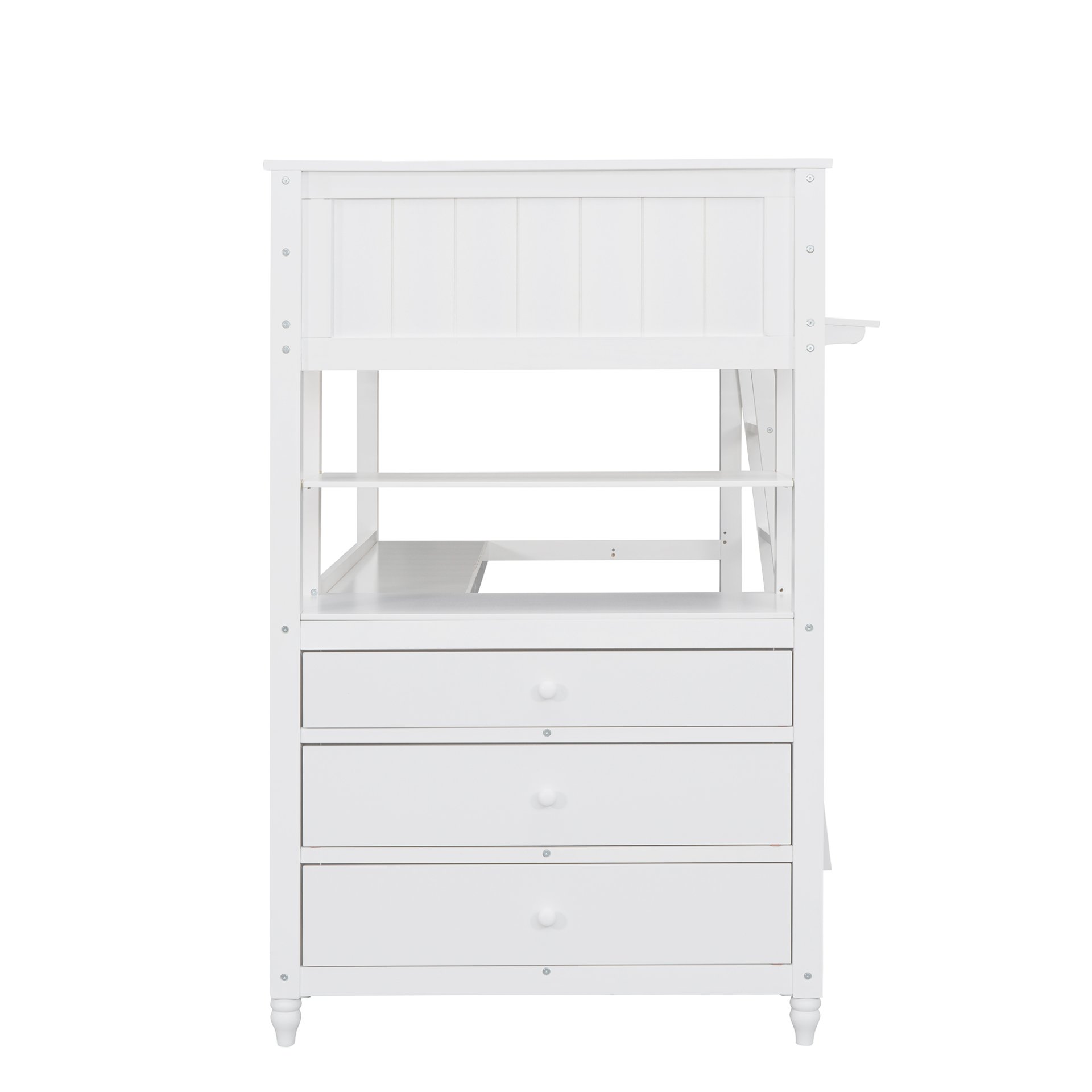 Twin Size Loft Bed With Drawers And Desk, With Shelves - White - Image 16