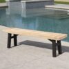 Outdoor Bench With Slat Panel Design And Frame - Natural / Gray - Image 2
