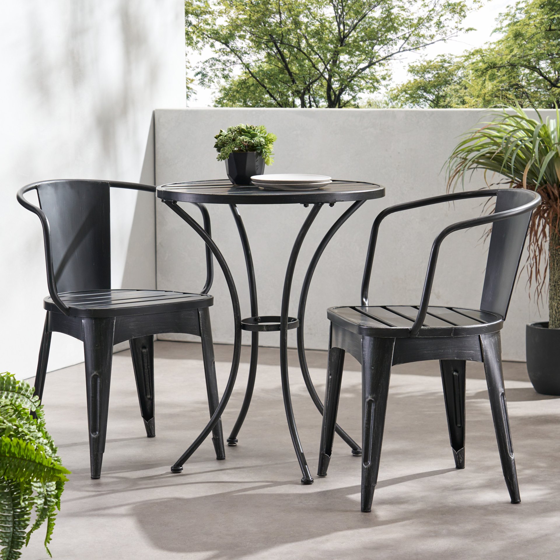 Yearn - 3 Piece Bistro Set With Table And 2 Chairs - Black - Image 9