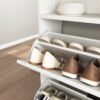 4 Layer Folding Shoe Cabinet With Metal Rounded Corners Convenient Shoe Storage - White - Image 15