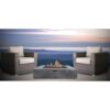 3 Piece Patio Rattan Furniture Set With Cushions Fire Pit - Brown - Image 2
