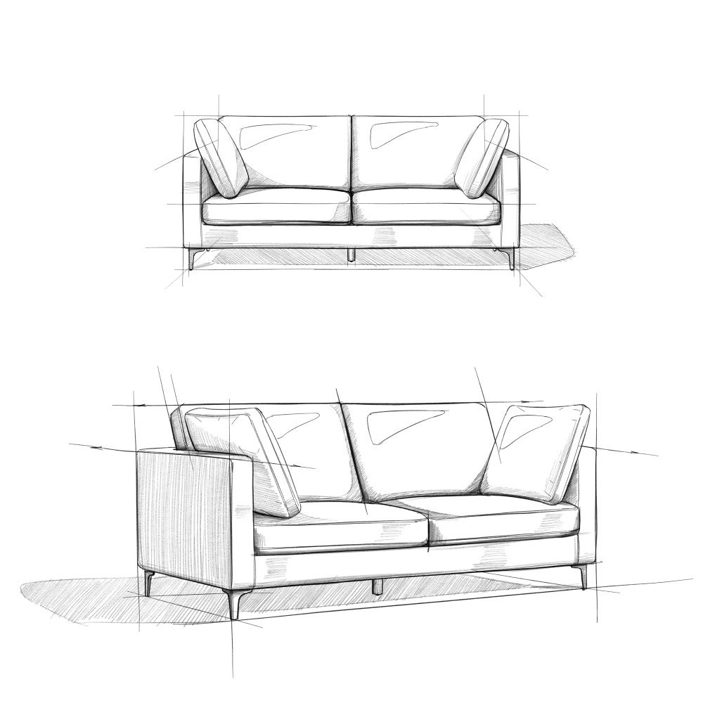 Ava - Mid Century Sofa, Upholstered - Cream - Image 5