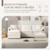 Modular Sectional With Deep And Wide Seat, L Shaped Cloud Couch Set With Double Cushions 4 Seat Sofa With Movable Ottoman Oversized - Cream - Image 6