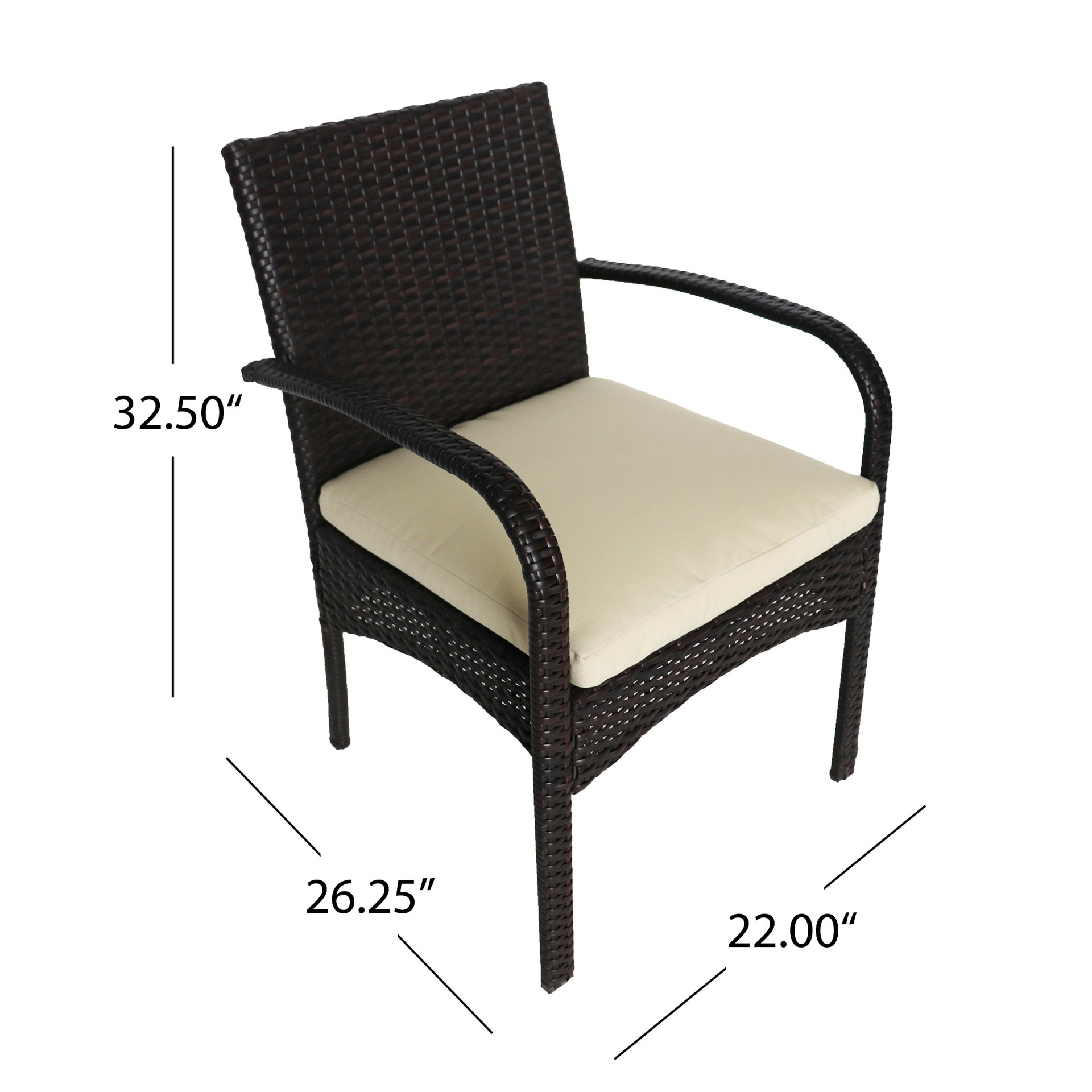 Outdoor Wicker Bistro Set With 2 Chairs - Brown Multi - Image 3