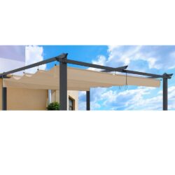 Replacement Canopy Top Cover Fabric For 13 x 10 Ft Outdoor Patio Retractable Pergola Sun-Shelter Canopy - Khaki