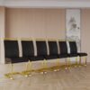 Modern High Back Upholstered Dining Chairs With C Shaped Tube And Plating Golden Metal Legs (Set of 2) - Black - Image 19
