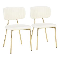 Bouton - Contemporary / Glam Chair (Set of 2) - Gold / Cream