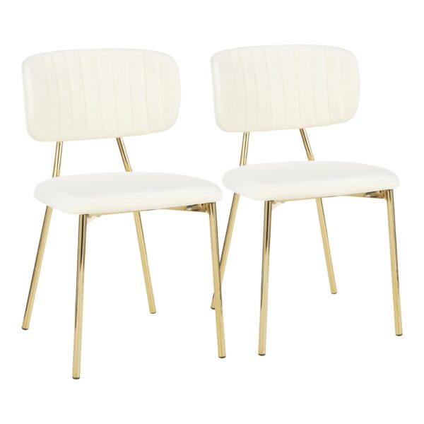 Bouton - Contemporary / Glam Chair (Set of 2) - Gold / Cream