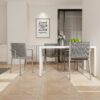 4 Piece Stackable Single Chairs With Vertical Stripe Design For All Weather - Warm Gray - Image 10