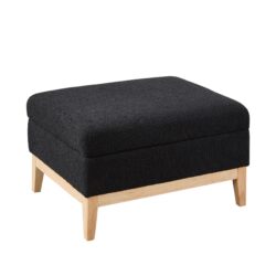 Upholstered Storage Ottoman With Reversible Lid Coffee Table, Foot Stool Square Footrest With Rubberwood Legs For Living Room Bedroom Entryway And Office - Black