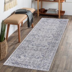 Marfi - 2' X 8' Oriental Runner Rug - Gray / Blue