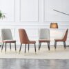Modern Dining Chair (Set of 4) With Light Dual Tone Backrest And Metal Legs - Brown / Light Gray - Image 4