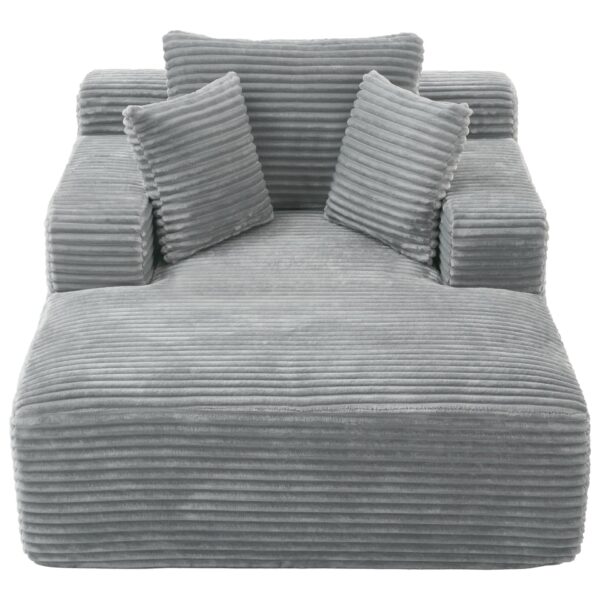 Modern Full Compressed Chaise Lounge Sofa Bed With Removable Pillows, Upholstered - Gray