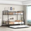 Full Long Over Queen Bunk Bed With Twin Size Trundle - Black - Image 11