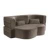 Floor Sofa With 2 Pillows, Convertible Plush Corduroy Foam Filled Sleeper Sofa Bed - Coffee - Image 15