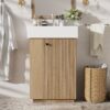 Bathroom Vanity With Sink, 21.6" Freestanding Wood Grain Cabinet With Storage Ideal For Small Bathrooms - Wood - Image 4