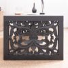 Solid Carved Wood Coffee Table, Handcrafted Look With Ornate Side Panels - Black - Image 6