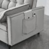 Modern Velvet Loveseat Futon Sofa Couch Pullout Bed, Small Love Seat Lounge Sofa With Reclining Backrest, Toss Pillows, Pockets, Furniture For Living Room, 3 In 1 Convertible Sleeper Sofa Bed - Gray - Image 5