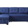 Upholstered Pull Out Sectional Sofa With Chaise - Blue - Image 2
