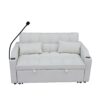 Modern Velvet Loveseat Futon Sofa Couch With Pullout Bed, Adjustable Reclining Backrest - Beige - Image 12