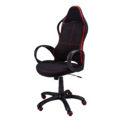 Office Chair, Gaming, Adjustable Height, Swivel, Ergonomic, Armrests, And Red, Contemporary & Modern - Black