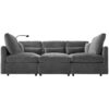Modern Sectional Sofa Modular Sofa With Movable Ottoman, USB Ports & Phone Holder Chenille - Gray - Image 7