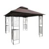 10 X 10 Ft Patio Gazebo Tent With Ventilated Double Roof And Mosquito Net - Brown - Image 10