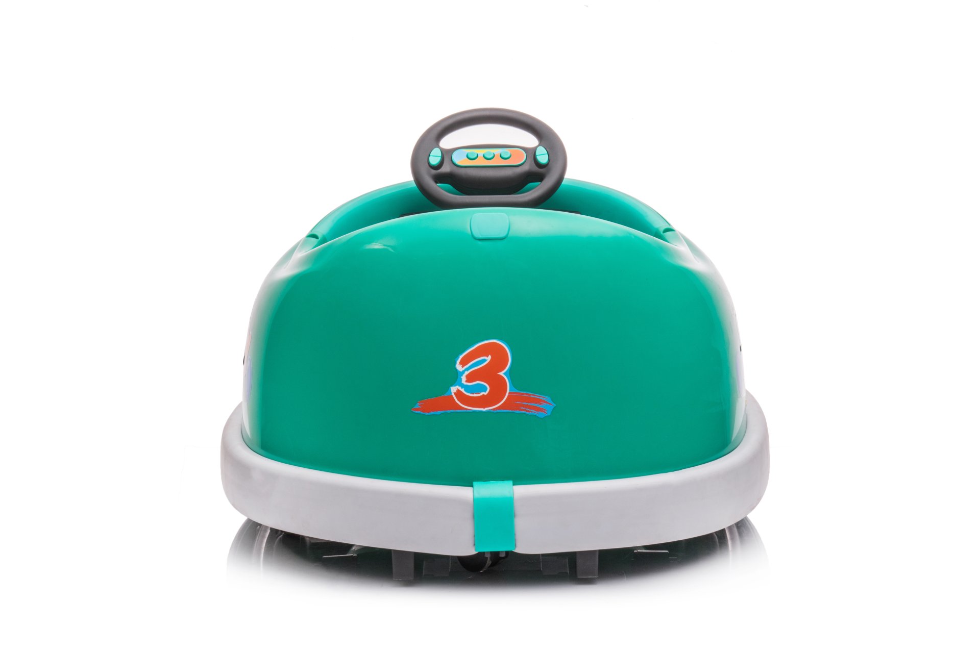 Bumper Car For Kids, 12V Dual Drive 1-6 Years Old Children's Electric Car With Pushrod Dinner Plate USB Bt Music Rocking Horse Mode Anti-Collision Bumper Ride On Car - Green - Image 14