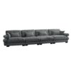 Super Comfort Oversized Modular Velvet Sectional Sofa Couch With Movable Ottoman - Gray - Image 6