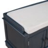 Storage Bench With 4 Doors And Adjustable Shelves, Shoe Bench With Removable Cushion For Living Room, Entryway - Antique Navy - Image 10