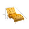 Velvet Button Tufted Upholstered Chaise Lounge Chair With Pillow For Bedroom Living Room Office - Mustard - Image 4