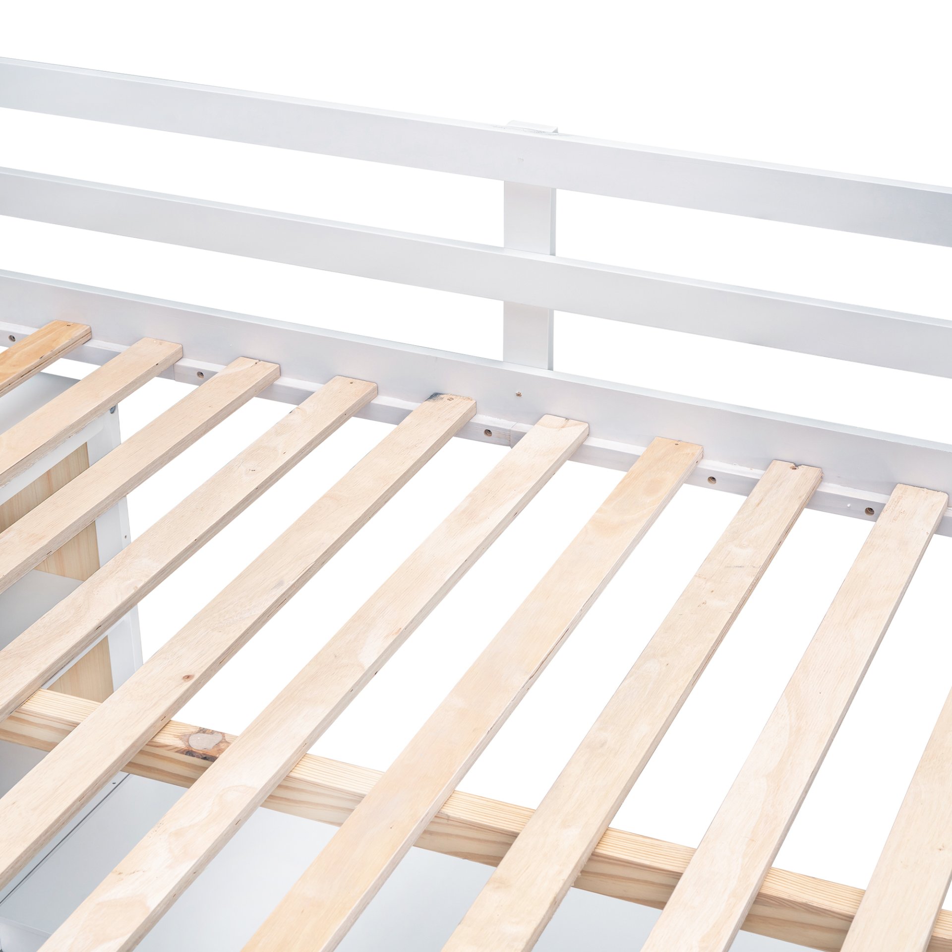 Full Size Loft Bed With Ladder, Shelves, And Desk - White - Image 9