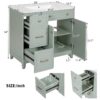 36" Bathroom Vanity With Sink, Soft Close Doors, Adjustable Shelves - Green - Image 3