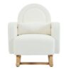 Accent Rocking Chair With Curved Back & Pillow, Base, Ultimate Comfort For Living Room Or Nursery - Cream White - Image 12