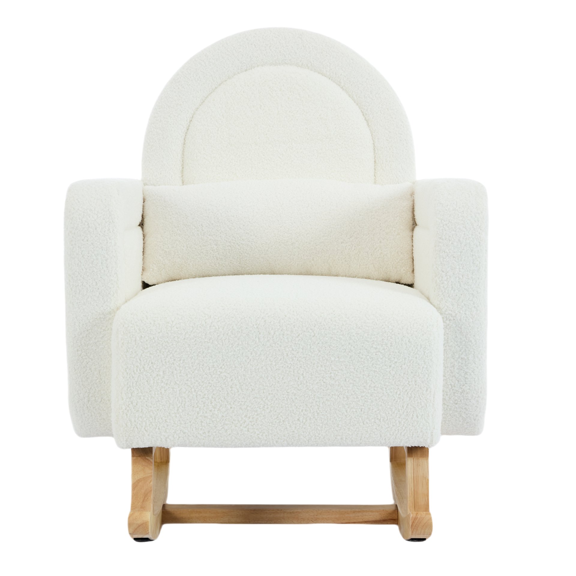 Accent Rocking Chair With Curved Back & Pillow, Base, Ultimate Comfort For Living Room Or Nursery - Cream White - Image 12