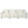 Modular Oversized Deep Seat Sectional Cloud Sofa Sleeper With 3 Ottomans & Soft Pillows - Beige - Image 18