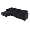 Modern Cloud Sectional Sofa L Shaped Luxury Couch Set With 2 Free Pillows 4 Seat With Oversized Chaise - Black - Image 3