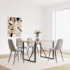 Modern Spoon Shape Dining Chairs (Set of 4) With Linen Upholstered Seat And Metal Legs - Light Gray - Image 5